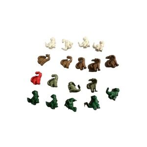 Dinosaur Buttons In Various Colors - Brown White And Green - Set Of 18